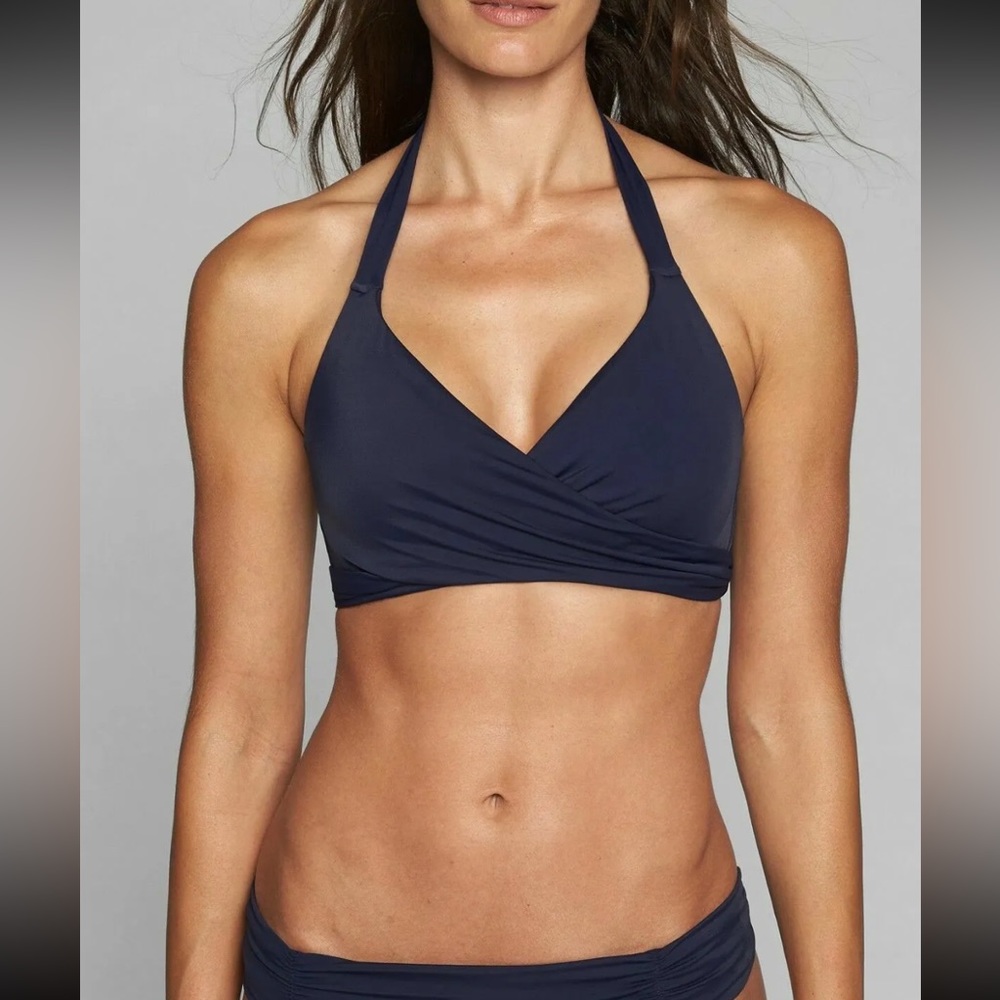 Athleta Bra Cup Wrap Halter Bikini Top 34B/C Small NWT